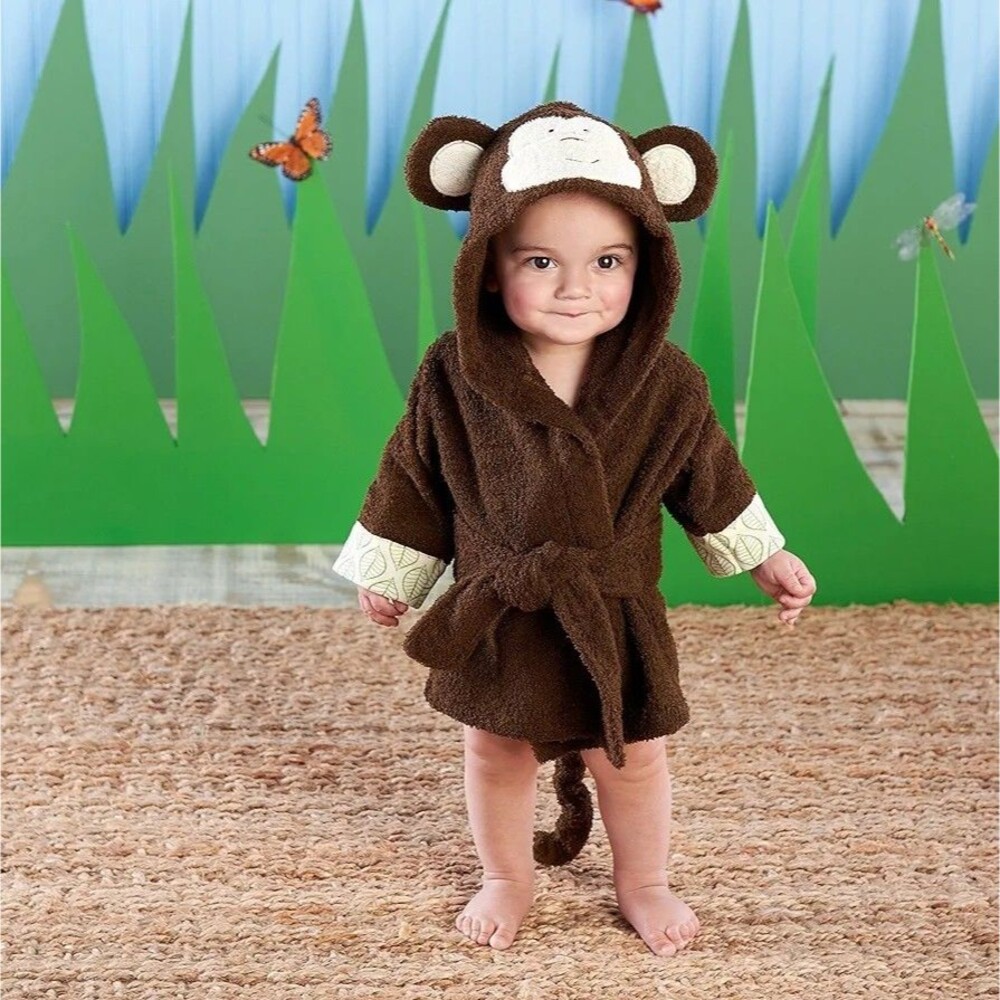 Baby Aspen Born to be Wild Monkey Hooded Spa Robe, Brown, 0-9 Months